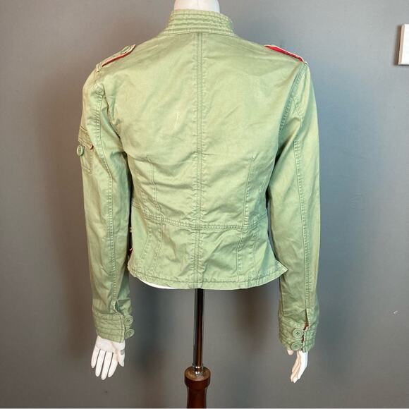 Abercrombie & Fitch jacket medium military Y2K green Asian brocade Bella Swan - Picture 5 of 15